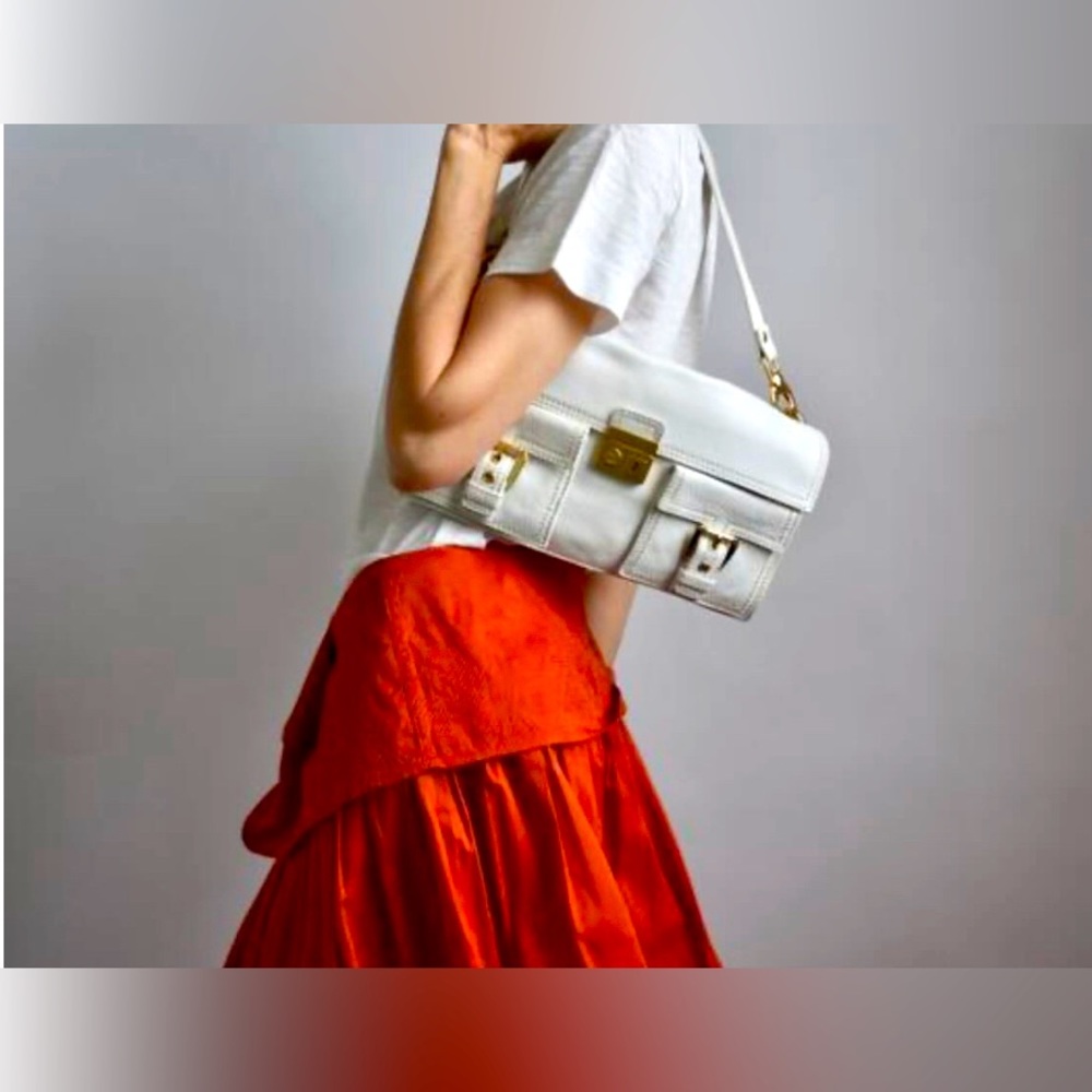 Celine White Lambskin Convertible Clutch - Picture 2 of 14